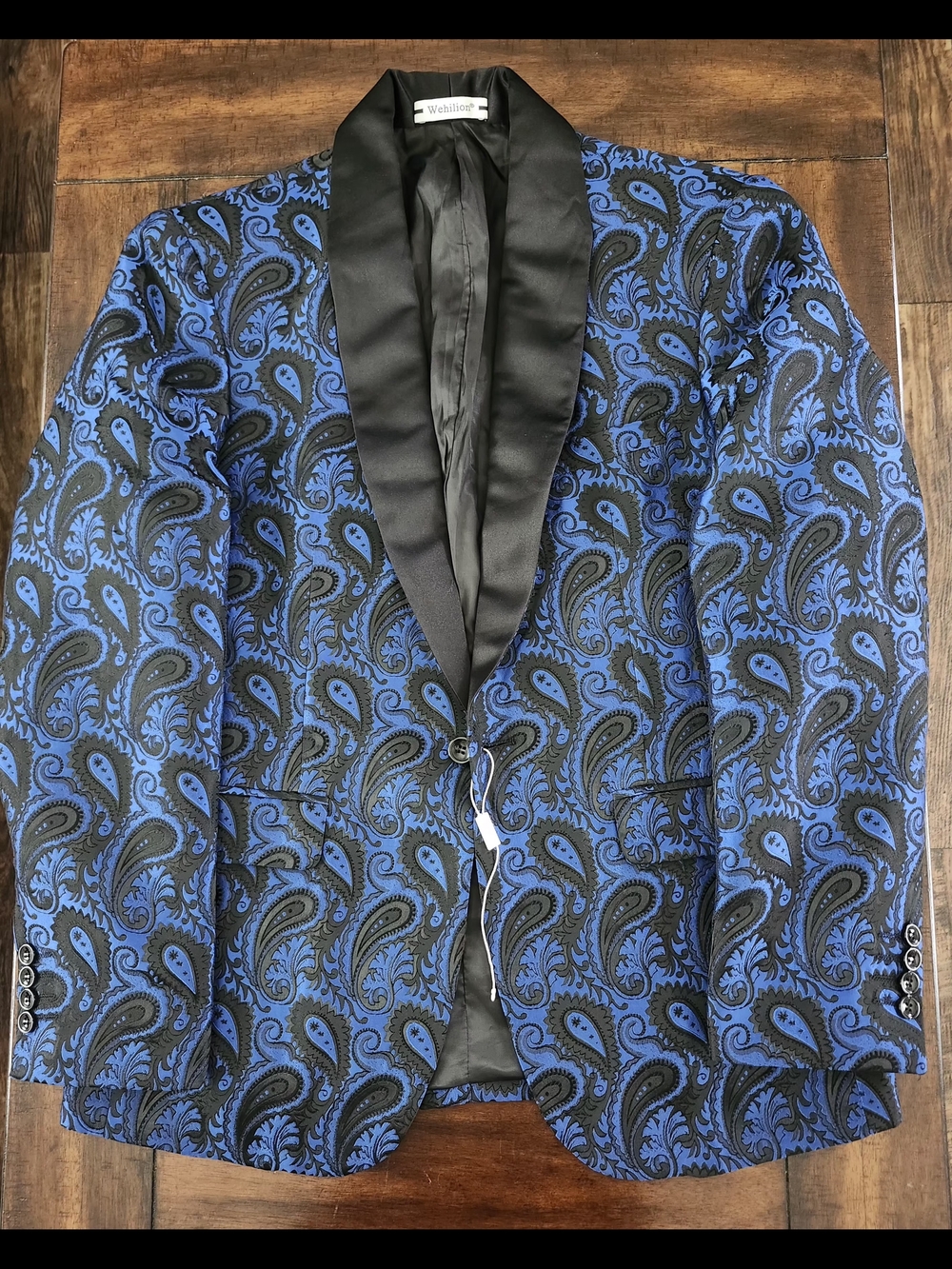 Wehilion Royal Blue Paisley Patterned Blazer Men's
